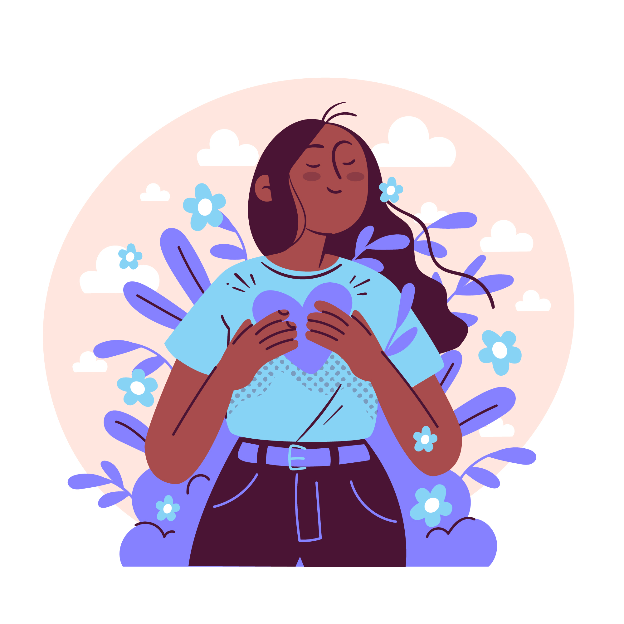 Persona expresando seguridad y bienestar